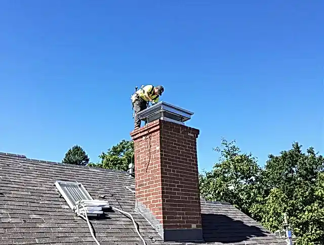 Gilbert Chimney Sweep technician measuring a chimney cap in Gilbert, AZ
