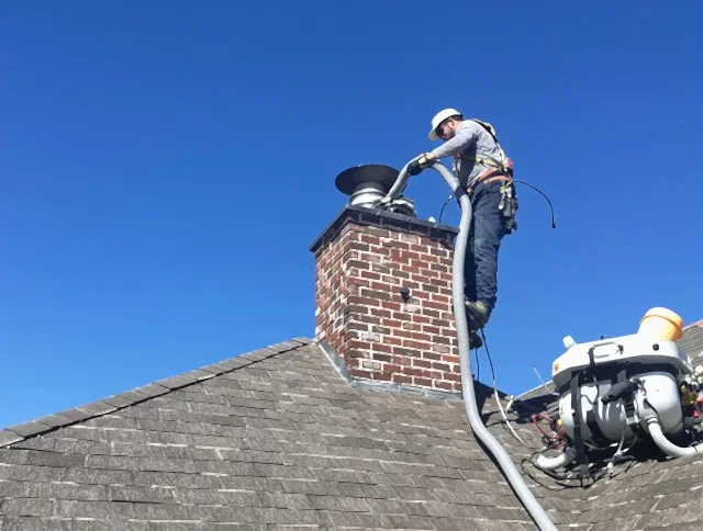 Dedicated Gilbert Chimney Sweep team member cleaning a chimney in Gilbert, AZ