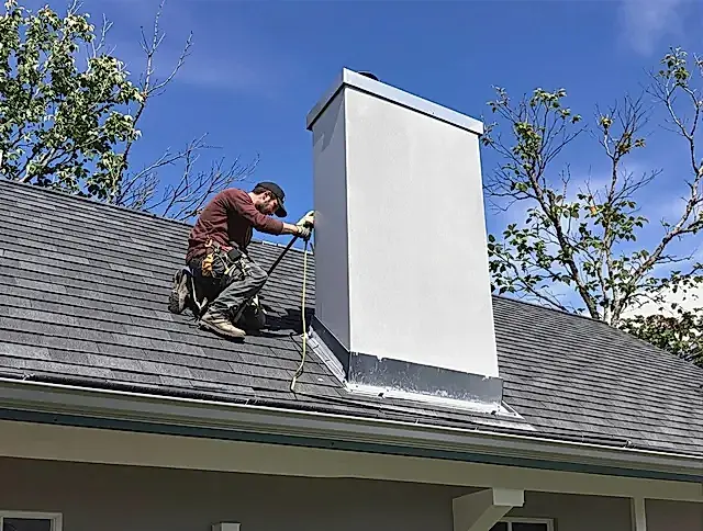 Gilbert Chimney Sweep team member finishing chimney construction in Gilbert, AZ