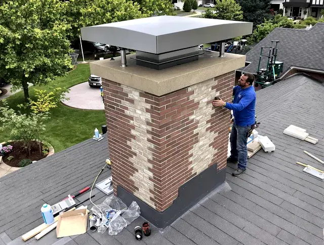 Gilbert Chimney Sweep team working on a custom chimney remodel in Gilbert, AZ