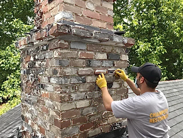 In-progress chimney restoration by Gilbert Chimney Sweep in Gilbert, AZ