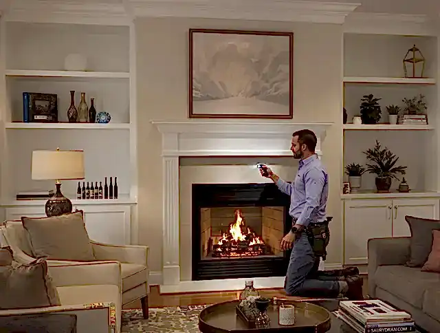 Gilbert Chimney Sweep conducting a fireplace safety inspection in Gilbert, AZ